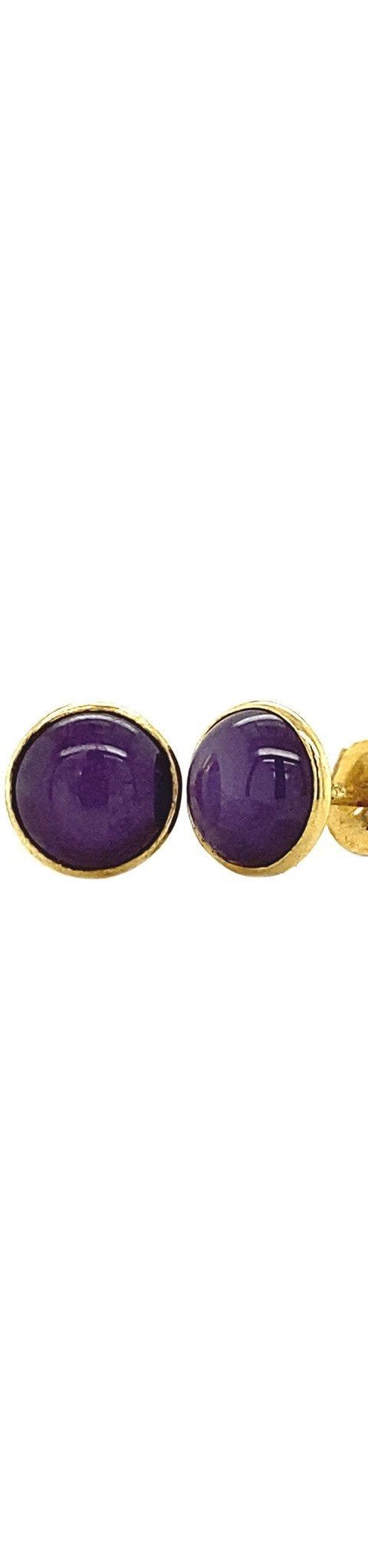 Vintage 14K Gold Stud Earrings with Amethyst